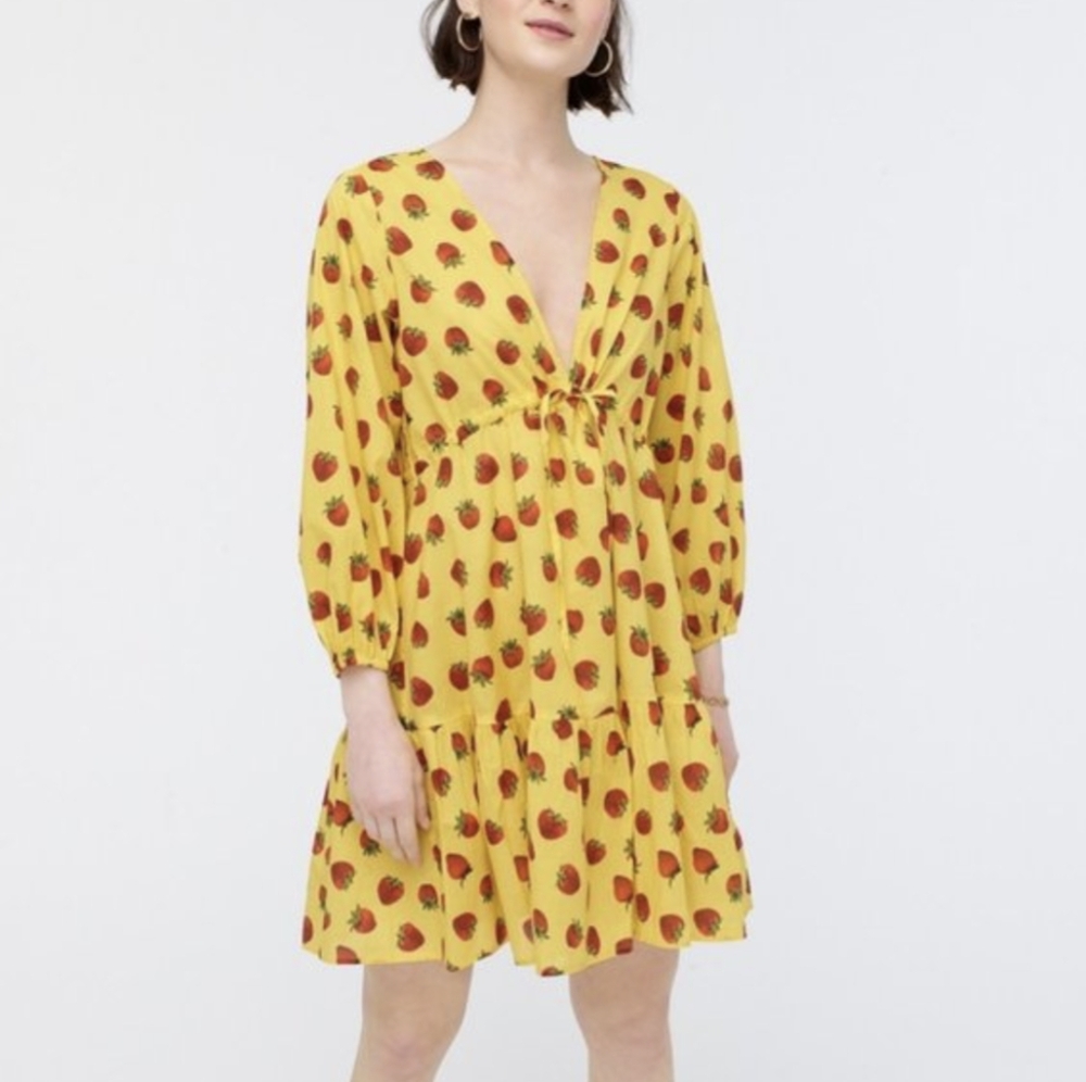 J. Crew Edie Parker Cover-up Dress, Size Small, Like New Yellow Strawberry